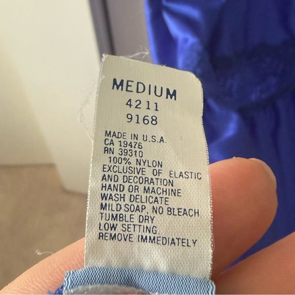 Vintage Slip Dress Royal Blue Vintage Maxi Dress with Asymmetrical Lace Accents - Picture 8 of 8